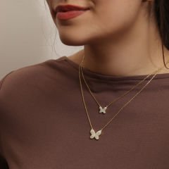 Çift Kelebek Kolye 718027 Gold