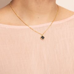 Siyah Yonca Kolye 718028 Gold