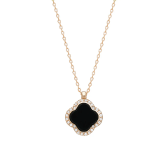 Taşlı Yonca Kolye 718029 Rose