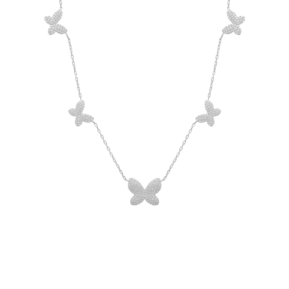 Beş Kelebek Kolye 718030 Silver
