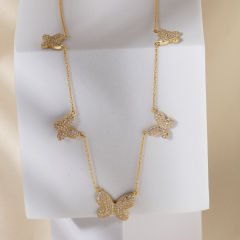 Beş Kelebek Kolye 718030 Gold