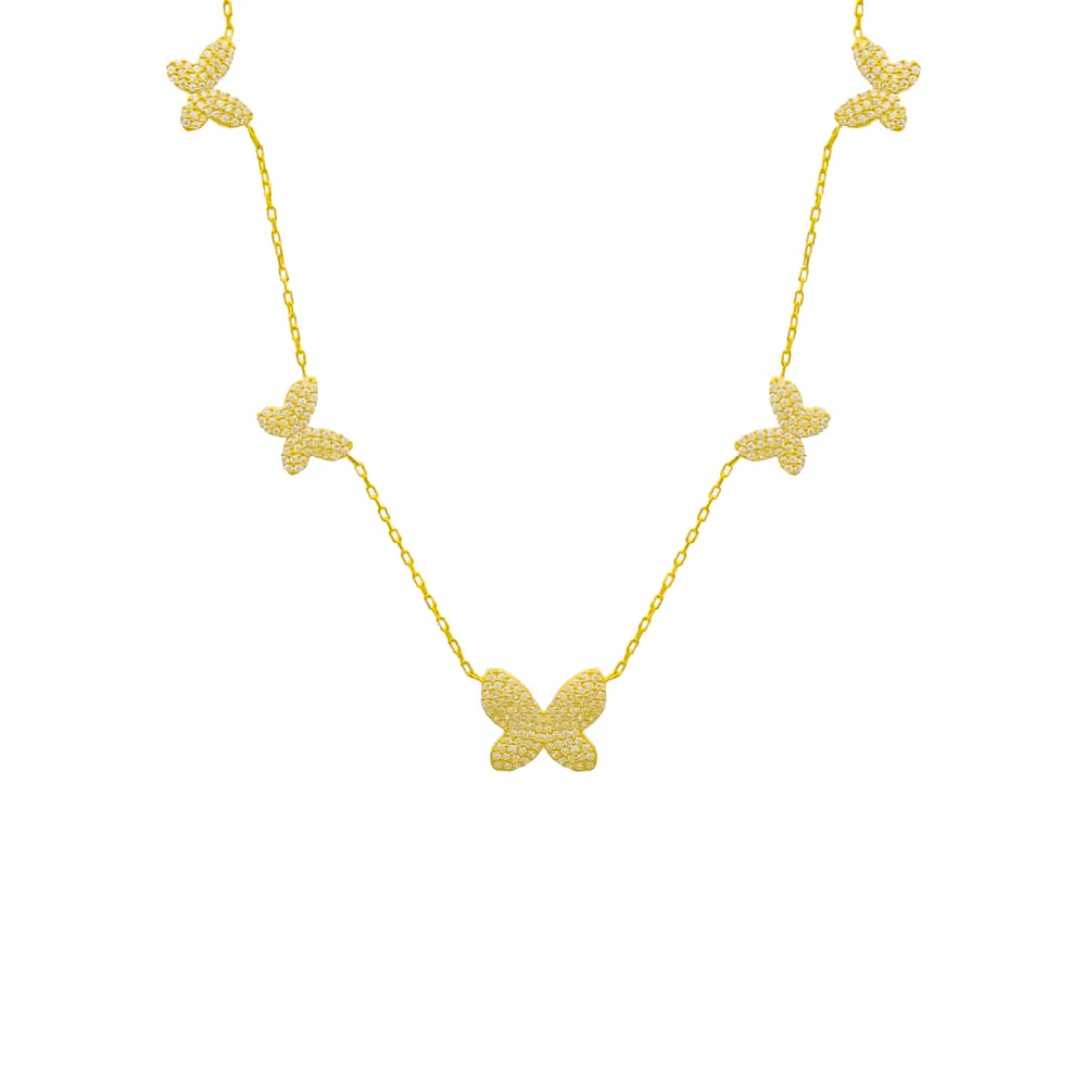 Beş Kelebek Kolye 718030 Gold