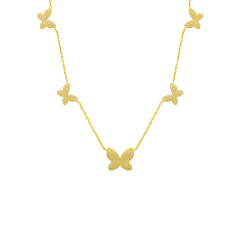 Beş Kelebek Kolye 718030 Gold