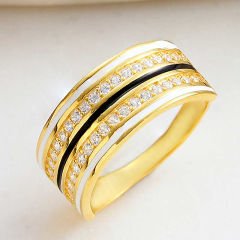 Gümüş Gold Zirkon Taşlı Kadın Yüzük 13