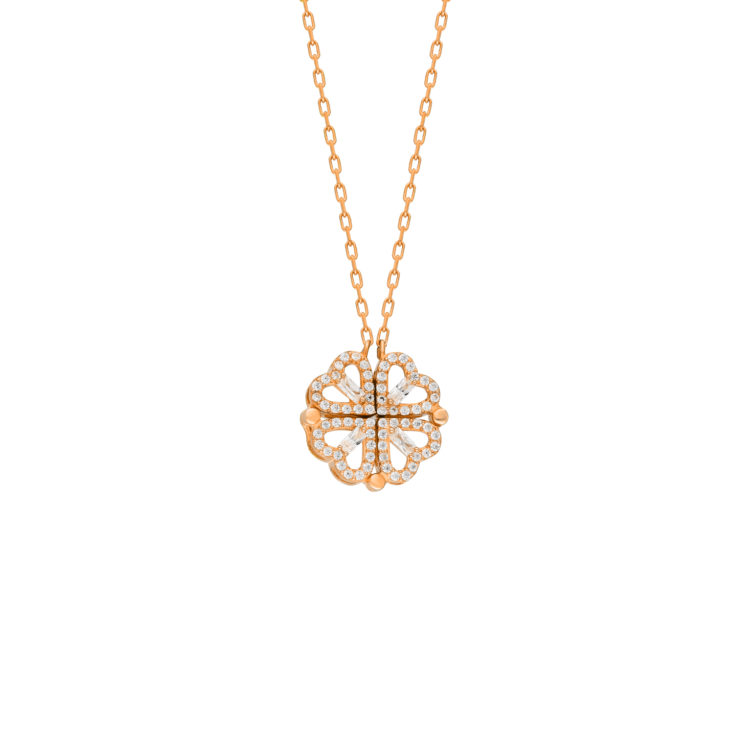 Zirkon Taşlı Yonca Kolye 719053 Rose