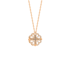 Zirkon Taşlı Yonca Kolye 719053 Rose