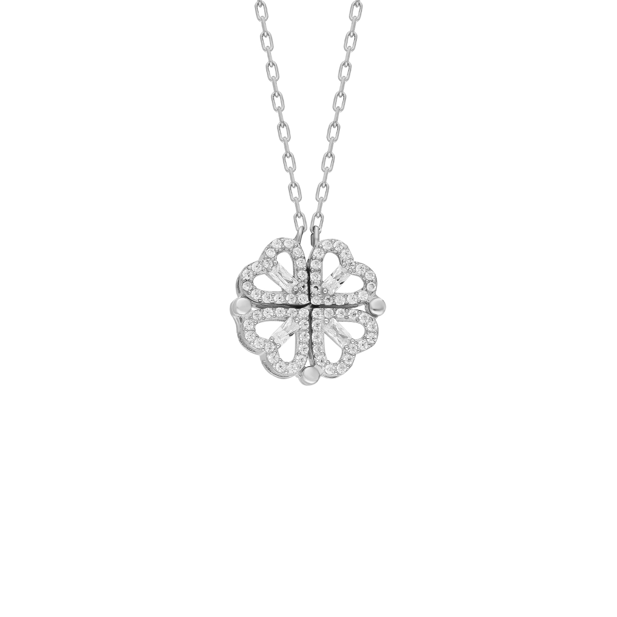 Zirkon Taşlı Yonca Kolye 719053 Silver