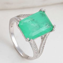 Gümüş Yeşil Renk Paraiba Taşlı Kadın Yüzük 11