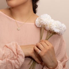 Zirkon Taşlı Yonca Kolye 719053 Gold
