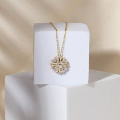 Zirkon Taşlı Yonca Kolye 719053 Gold