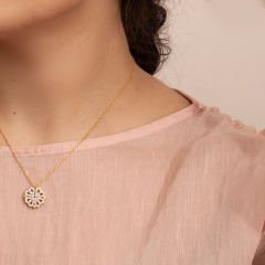 Zirkon Taşlı Yonca Kolye 719053 Gold