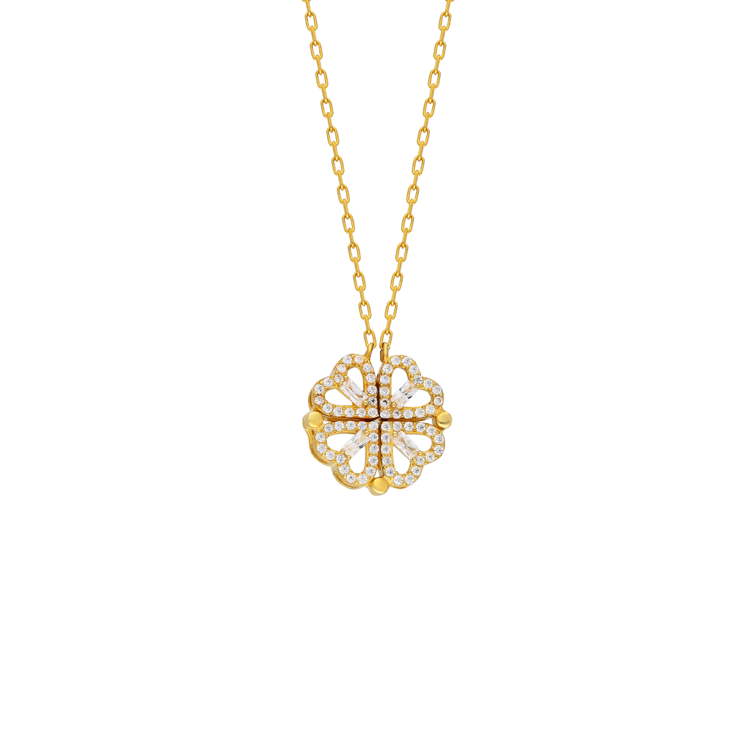 Zirkon Taşlı Yonca Kolye 719053 Gold