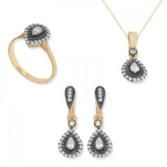 Gümüş Elmas Montür Damla Bayan Set 15
