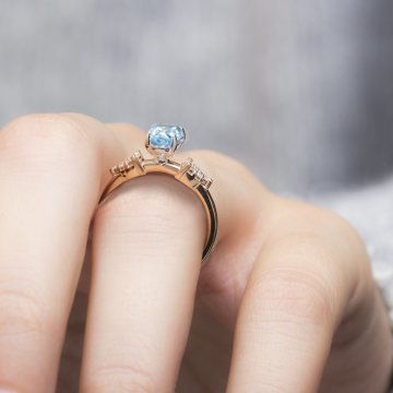 1,02 Karat Pırlantalı Blue Topaz Yüzük ''Cielo''