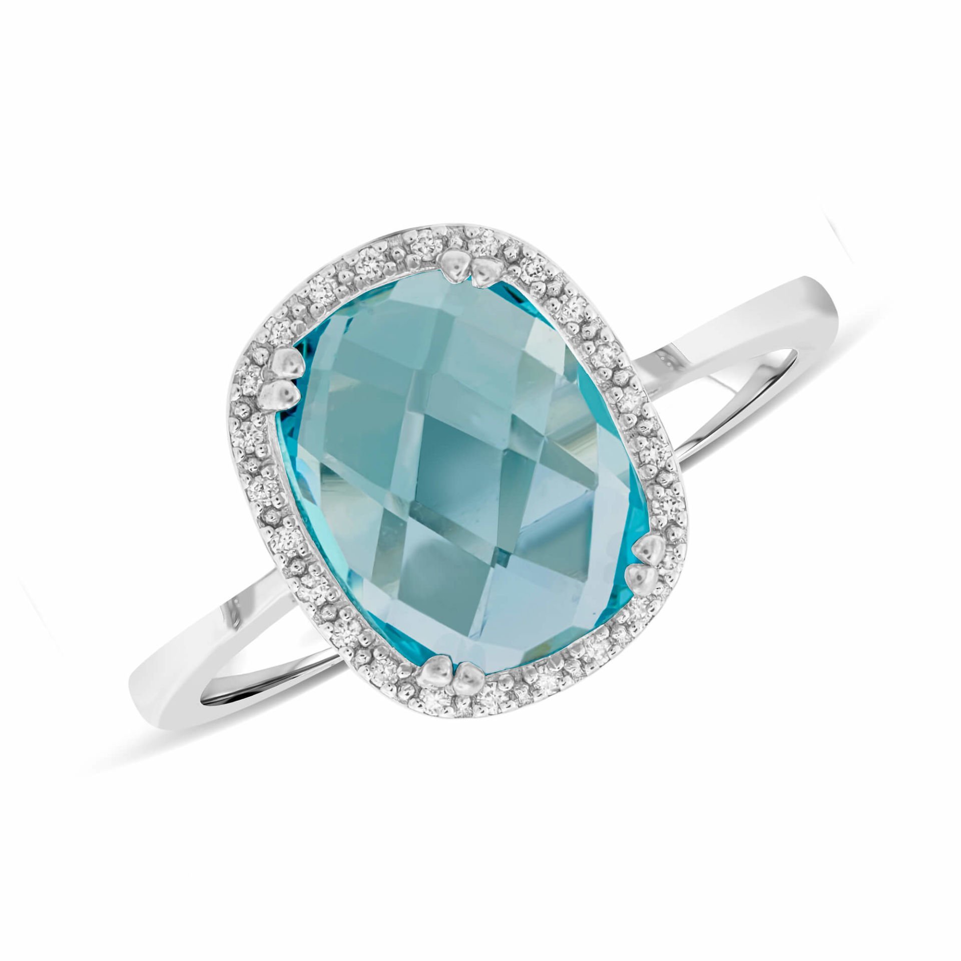 2,72 Karat Pırlantalı Blue Topaz Yüzük