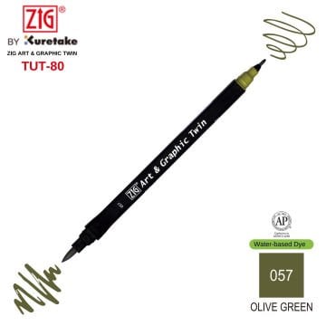 Zig Art&Graphic Twin Tut-80 Çift Uçlu Keçe Grafik Kalemi 057 Olıve Green