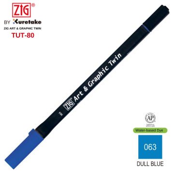 Zig Art&Graphic Twin Tut-80 Çift Uçlu Keçe Grafik Kalemi 063 Dull Blue