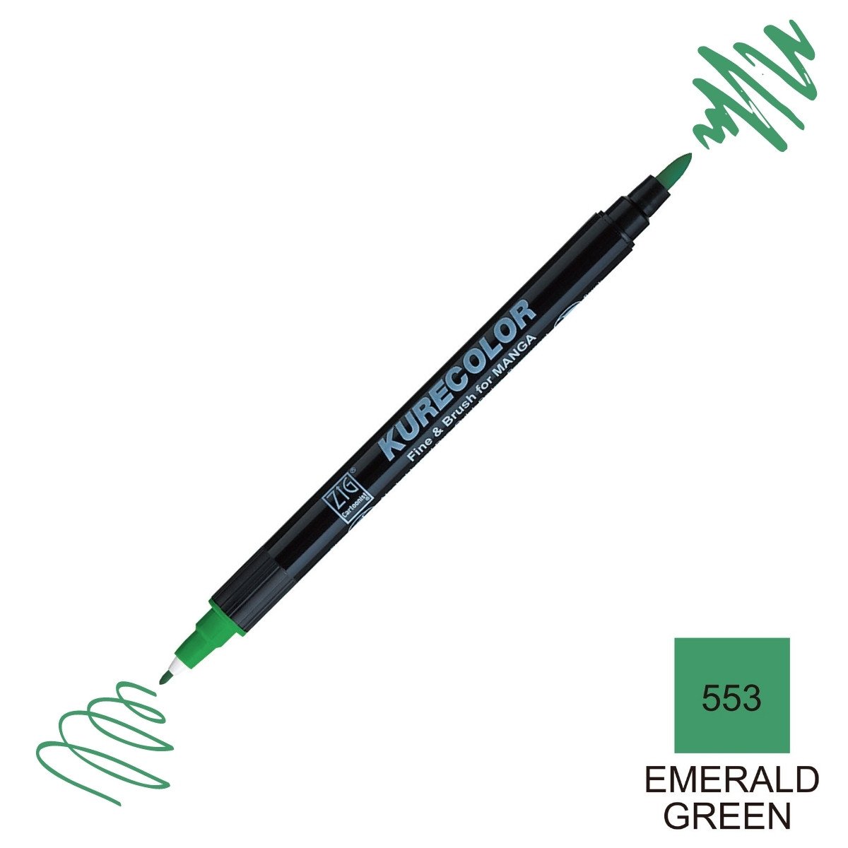 Zig Kurecolor Mangaka Fine&Brush Çift Taraflı Kalem CNKC-2200 No 553 Emerald Green