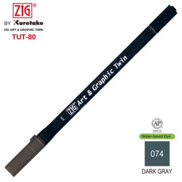 Zig Art&Graphic Twin Tut-80 Çift Uçlu Keçe Grafik Kalemi 074 Dark Grey