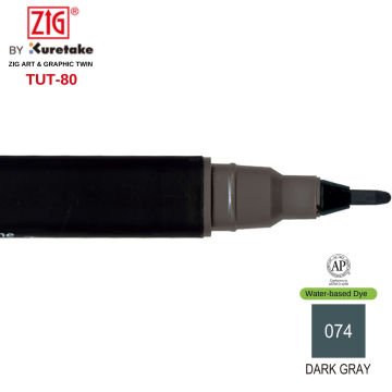 Zig Art&Graphic Twin Tut-80 Çift Uçlu Keçe Grafik Kalemi 074 Dark Grey