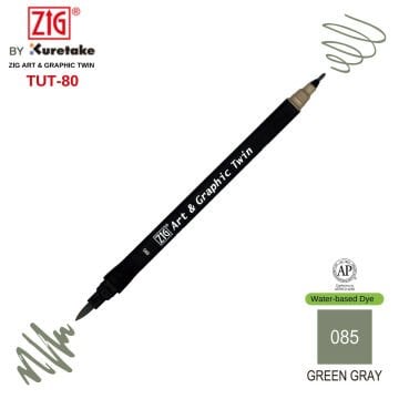 Zig Art&Graphic Twin Tut-80 Çift Uçlu Keçe Grafik Kalemi 085 Green Gray