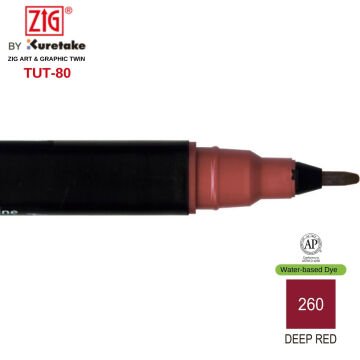 Zig Art&Graphic Twin Tut-80 Çift Uçlu Keçe Grafik Kalemi 260 Deep Red