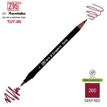 Zig Art&Graphic Twin Tut-80 Çift Uçlu Keçe Grafik Kalemi 260 Deep Red