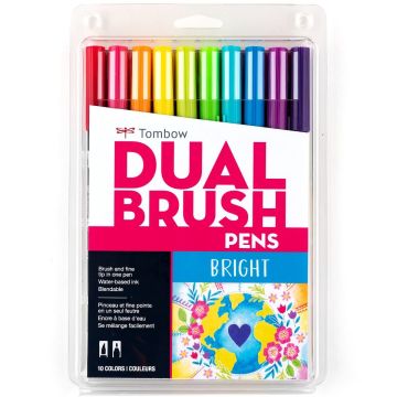 Tombow Dual Brush Pen Kalemi Seti Bright Renkler 56185 10 Renk