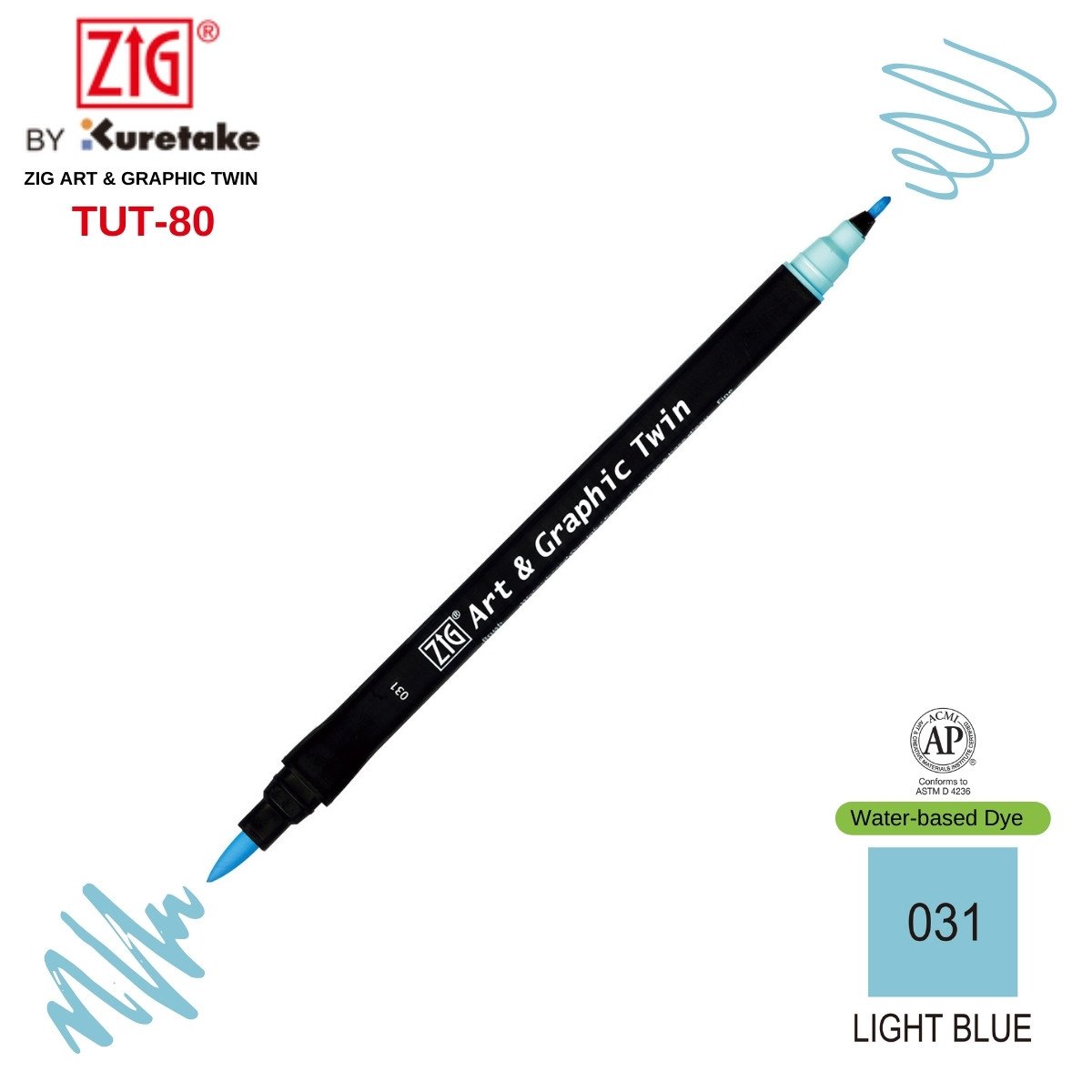 Zig Art&Graphic Twin Tut-80 Çift Uçlu Keçe Grafik Kalemi 31 Light Blue