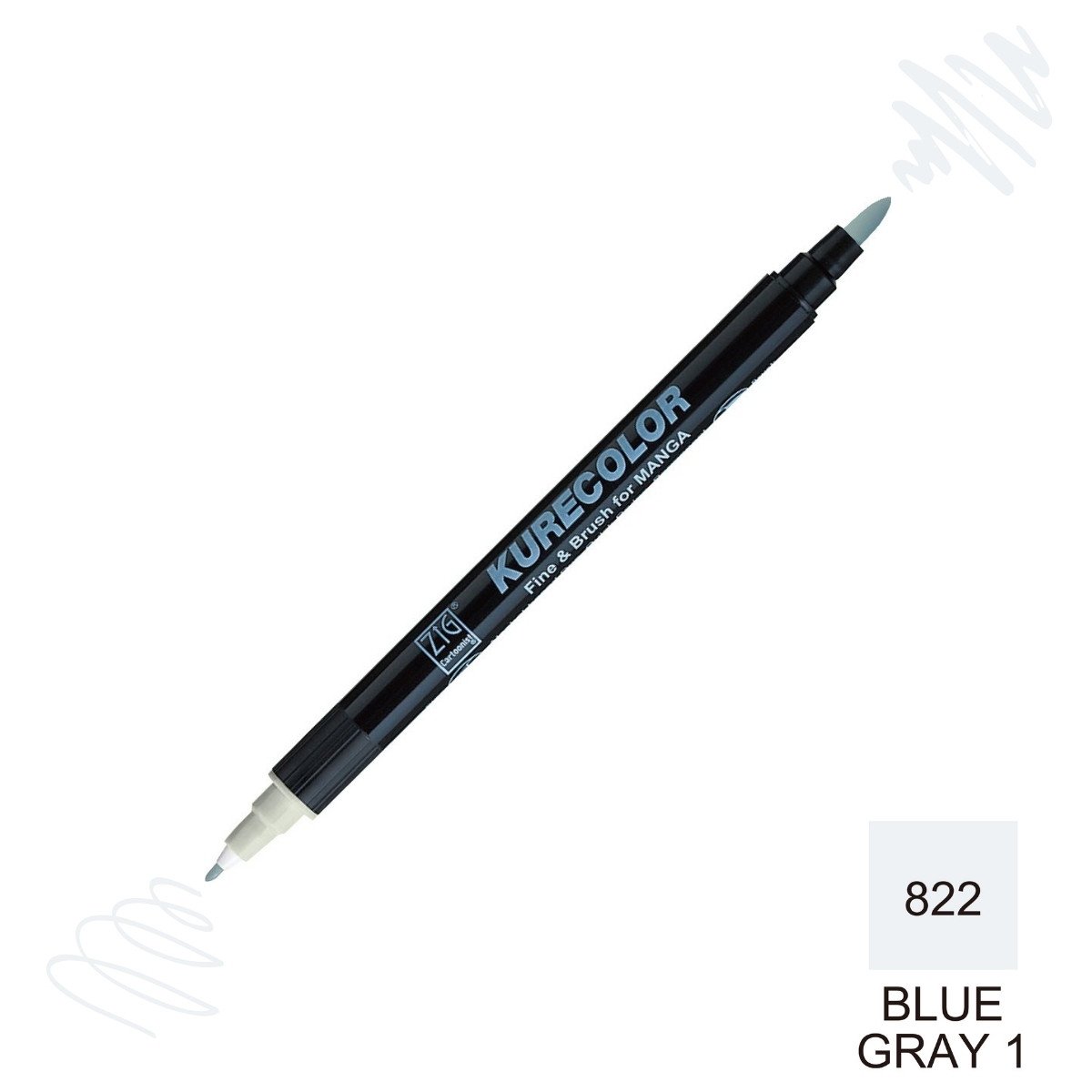 Zig Kurecolor Mangaka Fine&Brush Çift Taraflı Kalem CNKC-2200 No 822 Blue Gray 1