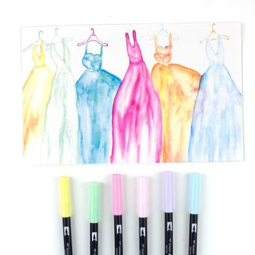 Tombow Dual Brush Pen Kalemi Seti Pastel Renkler 56213 6 Renk