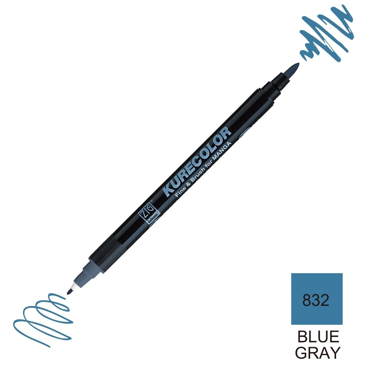 Zig Kurecolor Mangaka Fine&Brush Çift Taraflı Kalem CNKC-2200 No 832 Blue Gray