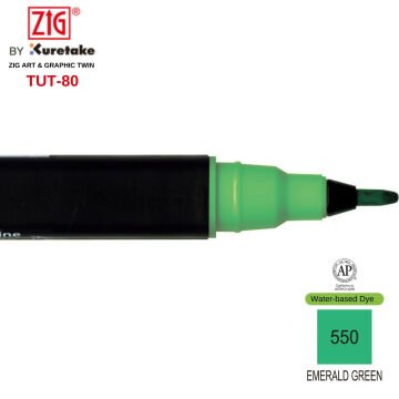 Zig Art&Graphic Twin Çift Uçlu Keçe Grafik Kalemi 550 Emerald Green