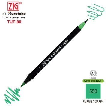 Zig Art&Graphic Twin Çift Uçlu Keçe Grafik Kalemi 550 Emerald Green