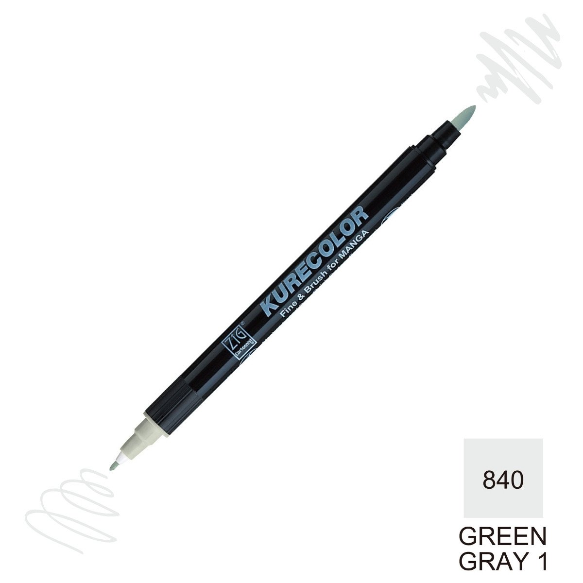 Zig Kurecolor Mangaka Fine&Brush Çift Taraflı Kalem CNKC-2200 No 840 Green Gray 1
