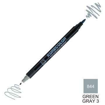 Zig Kurecolor Mangaka Fine&Brush Çift Taraflı Kalem CNKC-2200 No 844 Green Gray 3