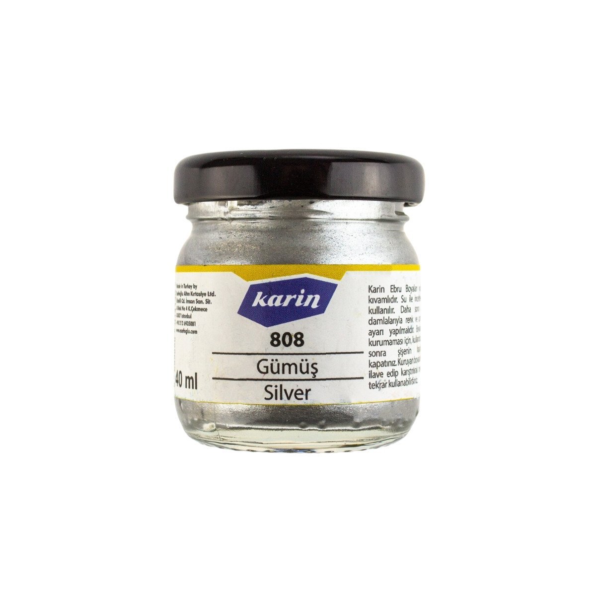 Karin Ebru Boyası 40ml 808 Gümüş