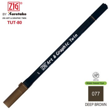 Zig Art&Graphic Twin Çift Uçlu Keçe Grafik Kalemi 77 Deep Brown