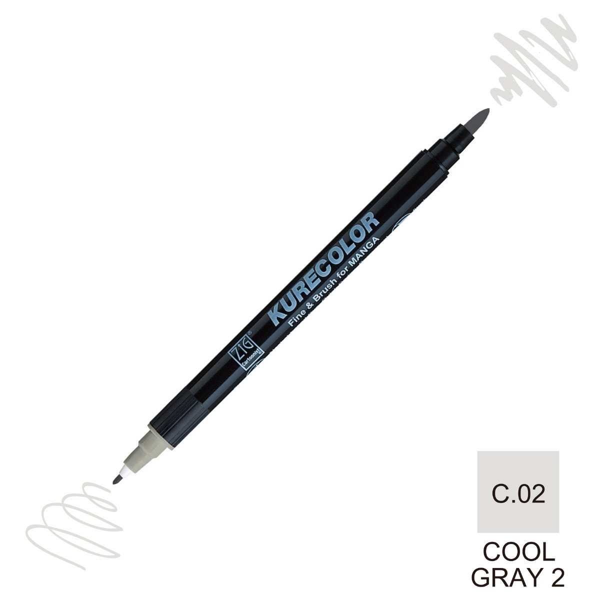 Zig Kurecolor Mangaka Fine&Brush Çift Taraflı Kalem CNKC-2200 No C.02 Cool Gray 2