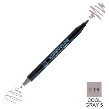 Zig Kurecolor Mangaka Fine&Brush Çift Taraflı Kalem CNKC-2200 No C.05 Cool Gray 5