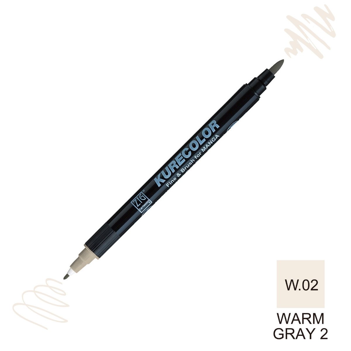 Zig Kurecolor Mangaka Fine&Brush Çift Taraflı Kalem CNKC-2200 No W.02 Warm Gray 02