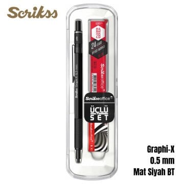 Scrikss Versatil Kalem Graph-X 0.5mm Mat Siyah 3lü Set