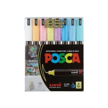 Uni Posca Su Bazlı Marker Seti PC-1M 0.7mm 8li Soft Color