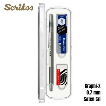 Scrikss Versatil Kalem Graph-X 0.7mm Saten Gri 3lü Set