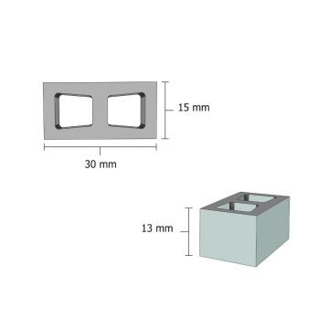 Eshel Maket Minyatür Düz Çimento Blok 1/12 3x1,5x1,3cm 70li