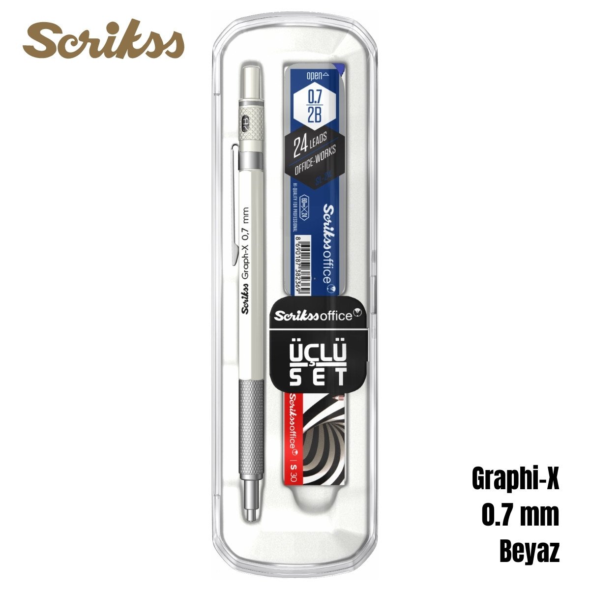 Scrikss Versatil Kalem Graph-X 0.7mm Beyaz 3lü Set