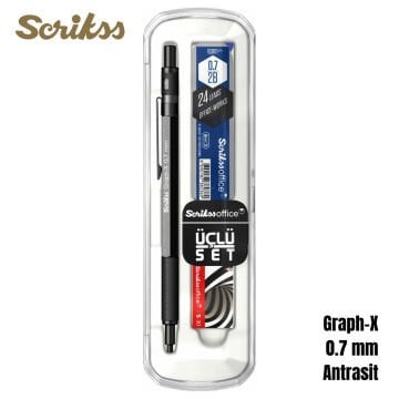 Scrikss Versatil Kalem Graph-X 0.7mm Antrasit 3lü Set