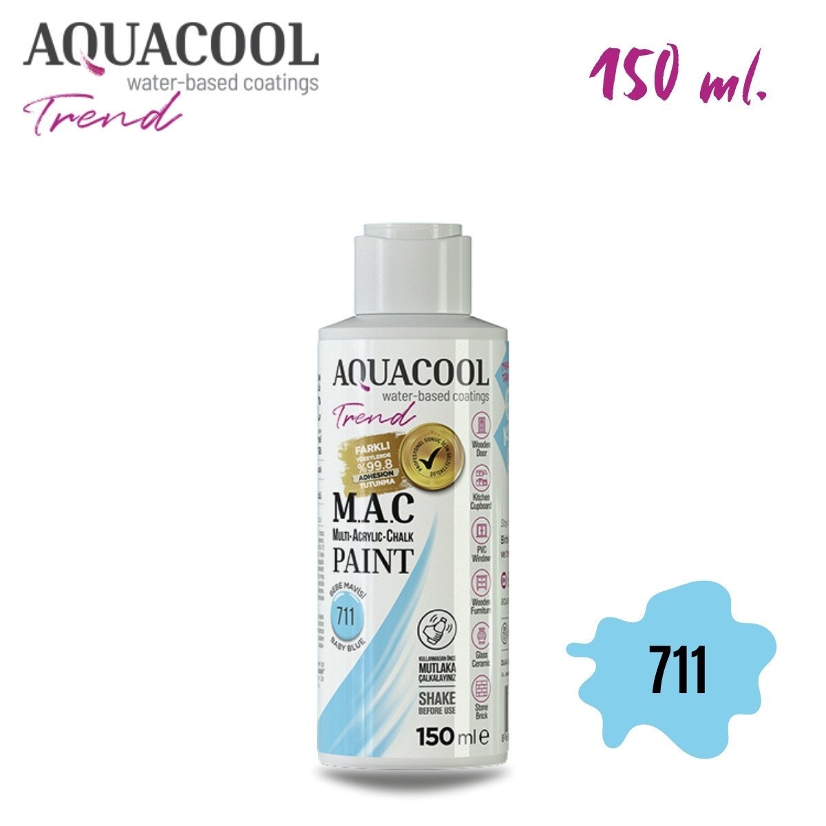 Aquacool Multi Akrilik Boya 150ml 711 Bebe Mavisi