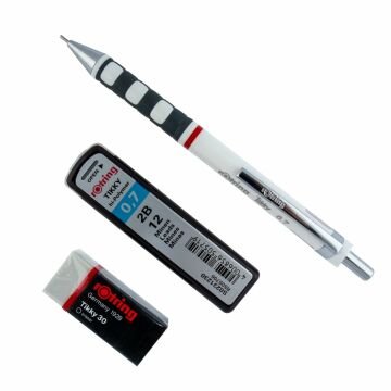 Rotring Tikky Grafik Teknik Çizim Kalemi Silgi Hediyeli Set 0.7mm Beyaz