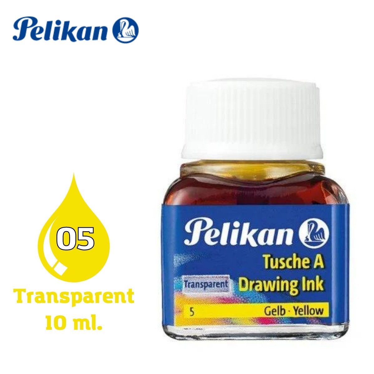 Pelikan 523 Drawing Ink Çini Çizim Mürekkebi 10ml Transparent No 05 Yellow